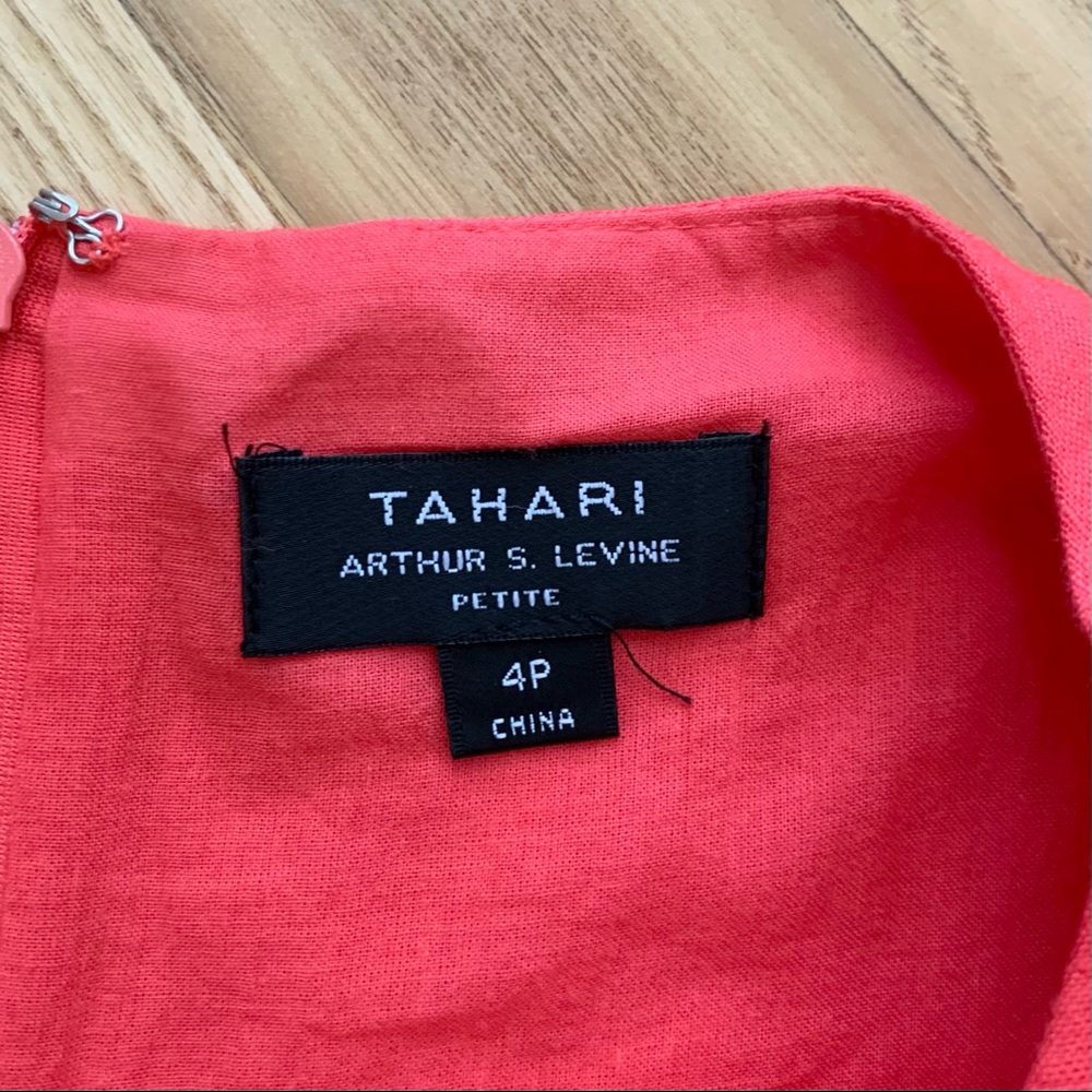 Tahari Linen dress | red Laser Cut Floral Sheath Dress red sundress mini dress - Picture 6 of 10